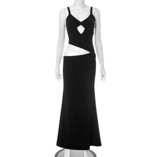 V neck hollow out cami cut out maxi dress