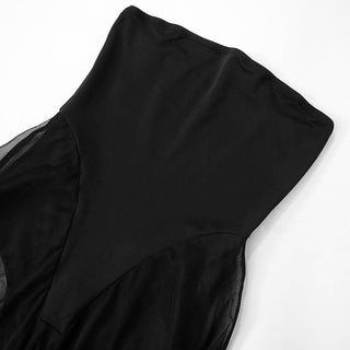 Mesh patchwork tube maxi dress