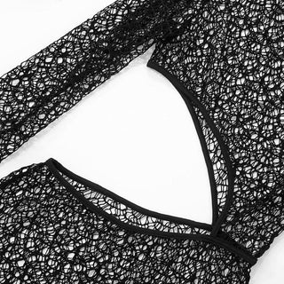 Long sleeve halter hollow out 3 piece cut out mini dress