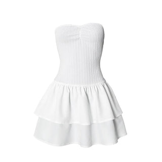 Ribbed ruffle backless mini dress