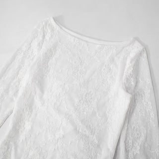 Long sleeve lace ruffle mini dress