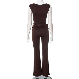 Ruched metal chain pant set