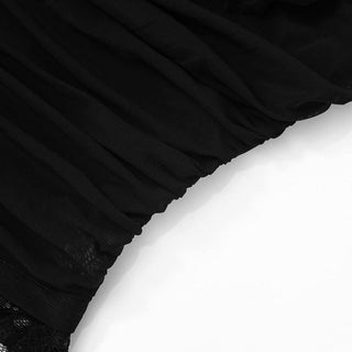 Ruched lace patchwork mesh top