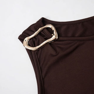 Ruched metal chain pant set