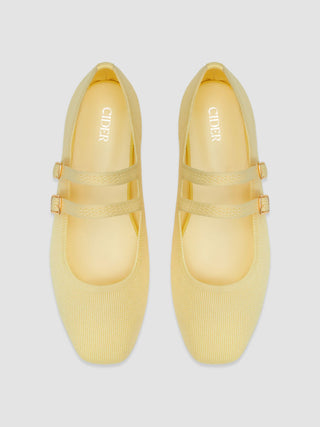 DOUBLE STRAP KNITTED MARY JANE FLATS