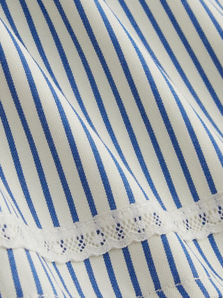 Cotton-blend U-neckline Stripe Lace Trim Cami Top & Mid Rise Elastic Waist Shorts Loungewear Set
