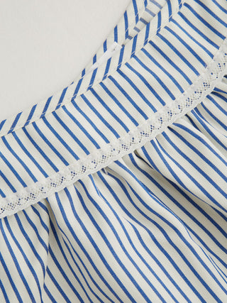 Cotton-blend U-neckline Stripe Lace Trim Cami Top & Mid Rise Elastic Waist Shorts Loungewear Set