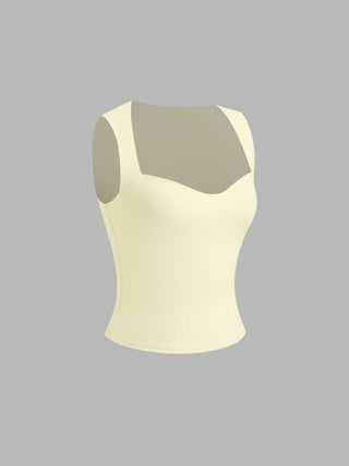 CONTOUR Double Layered Sweetheart Neckline Tank Top