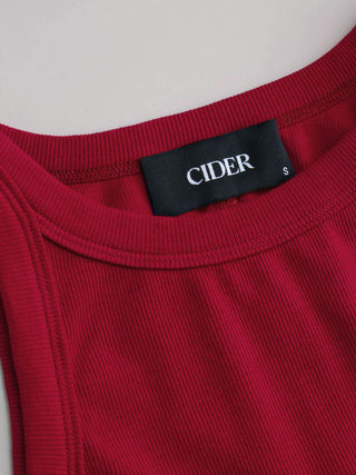 Cotton-blend Round Neckline Solid Tank Top