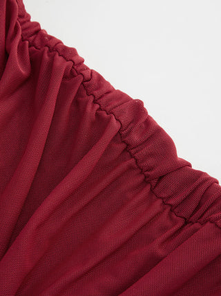 Mesh Draped Ruched Knotted Mini Dress