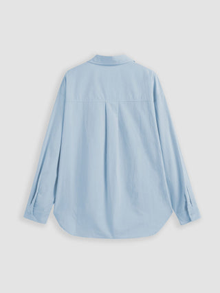 Cotton Collar Solid Long Sleeve Shirt