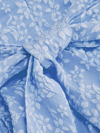 Jacquard U-neckline Floral Backless Bowknot Mini Dress