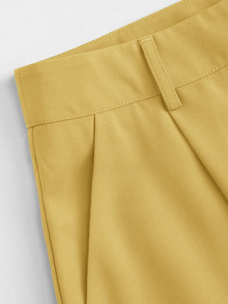Two Piece Sets Woven Solid Shirred Tube Top & High Waist Pants Set For Daily Casual Exhibition Coffee Shop