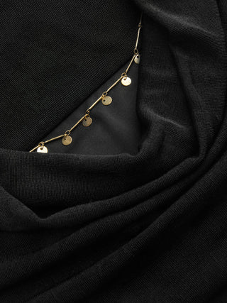 Cowl Neck Backless Chain Ruched Detail Cami Mini Dress