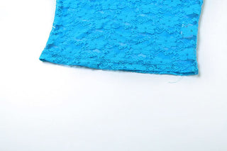 V neck lace halter self tie top