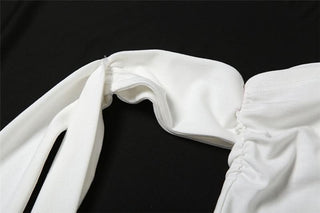 One shoulder solid ruched top