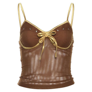 Mesh spaghetti strap cami top