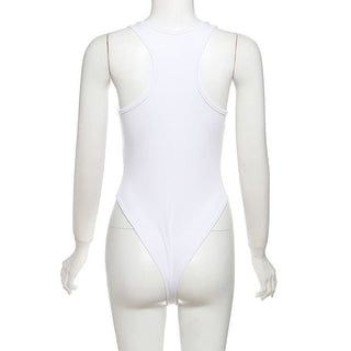 U neck letter print tank bodysuit