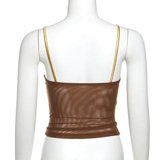 Mesh spaghetti strap cami top