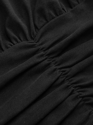 Cotton-blend Asymmetrical Neck Ruched Tee