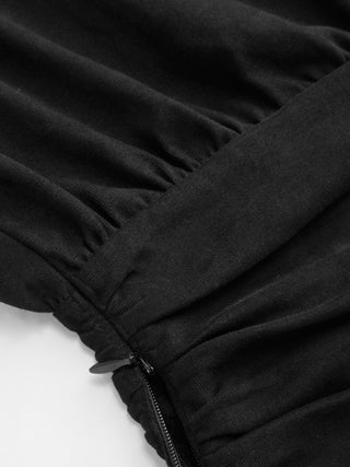 Cotton-blend Asymmetrical Neck Ruched Tee
