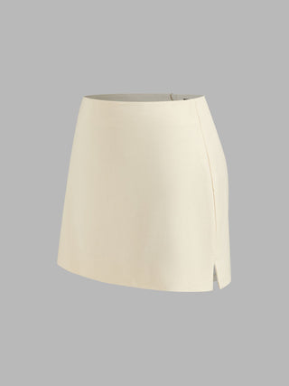 Linen-blend Ruched Criss Cross Backless Cami Top With Mini Skirt Set