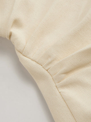 Linen-blend Ruched Criss Cross Backless Cami Top With Mini Skirt Set