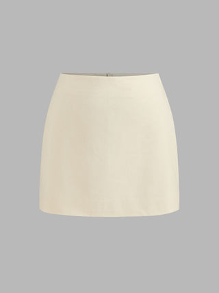 Linen-blend Ruched Criss Cross Backless Cami Top With Mini Skirt Set
