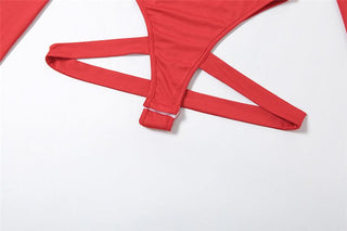 Long sleeve crewneck backless hollow out bodysuit