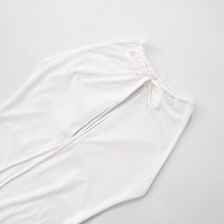 Hollow out beaded self tie cut out maxi dress