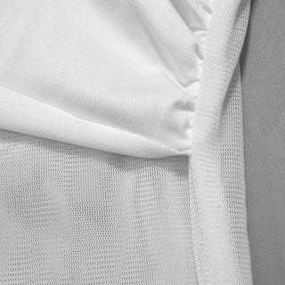 Crewneck sleeveless mesh patchwork ruched maxi dress