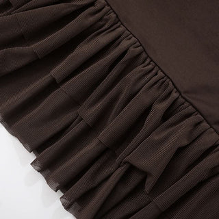 Sleeve mesh patchwork ruched mini dress