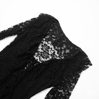 Long flared sleeve lace self tie mini dress