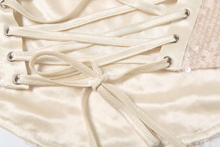 Lace up glitter backless cami top