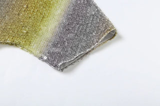 One shoulder glitter contrast top