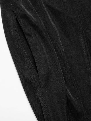Cowl Neck Metal Chain Backlesss Ruched Wide Leg Jumpsuit