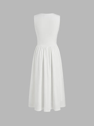 Round Neckline Ruched Maxi Dress