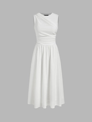 Round Neckline Ruched Maxi Dress