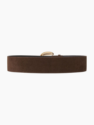 WIDE FAUX SUEDE BUCKLE BELT