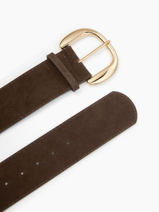 WIDE FAUX SUEDE BUCKLE BELT