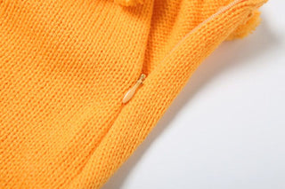 Halter knitted lace up beaded zip up mini skirt set