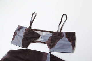 Mesh contrast hollow out cami dress