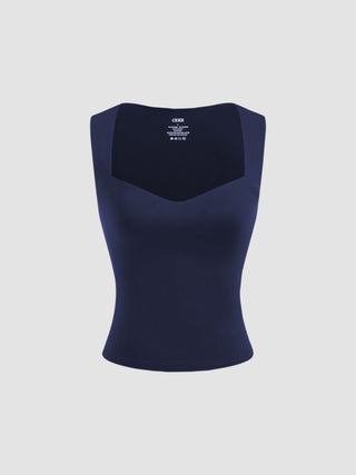 CONTOUR Double Layered Sweetheart Neckline Tank Top
