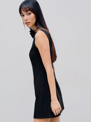 Boat Neck Solid Mini Dress