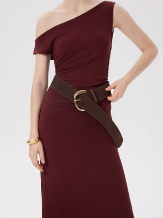 WIDE FAUX SUEDE BUCKLE BELT