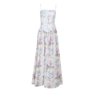 Flower print zip-up cami maxi dress