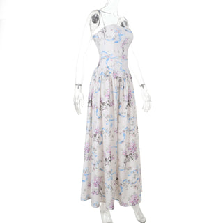 Flower print zip-up cami maxi dress