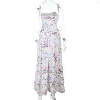 Flower print zip-up cami maxi dress