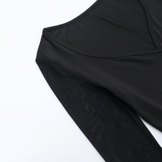 Long flared sleeve mesh high slit corset maxi dress