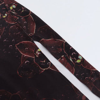 Halter o ring backless flower print slit maxi dress